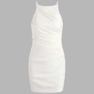 Cider White Solid Bodycon Dress